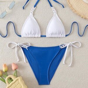 Blue and White Bikini Set XL